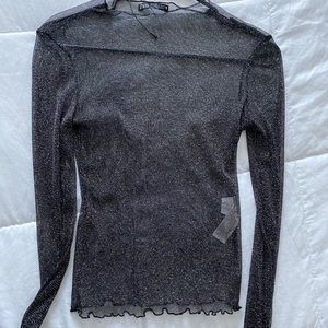 Zara sparkle see through black top small